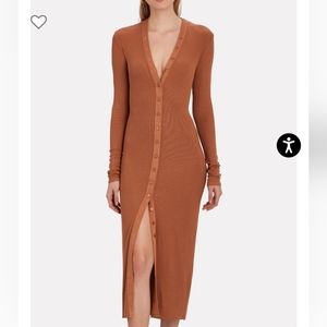 Enza Costa Ribbed Cardigan Dress - Brown
